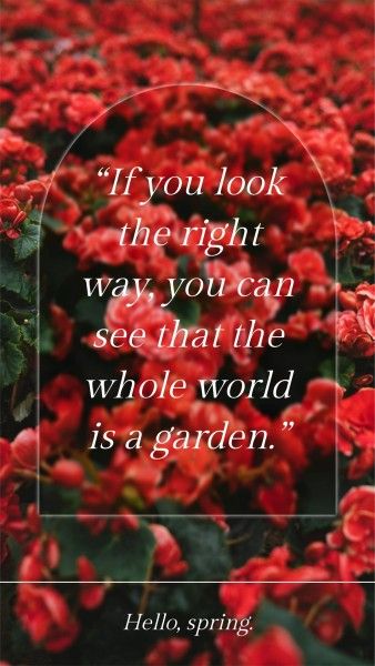 spring,  positive, Simple Red Floral Quote Instagram Story Template