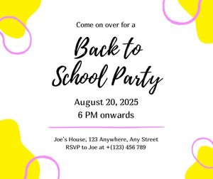 party, invitation, gathering, White Color Of Back To School  Facebook Post Template