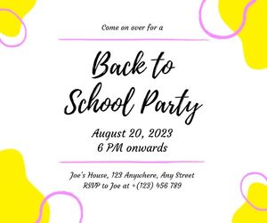 party, invitation, gathering, White Color Of Back To School  Facebook Post Template