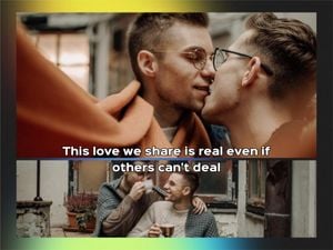 hug, kiss, gay, Black LGBT Homosexual Love Quote Photo Collage 4:3 Template
