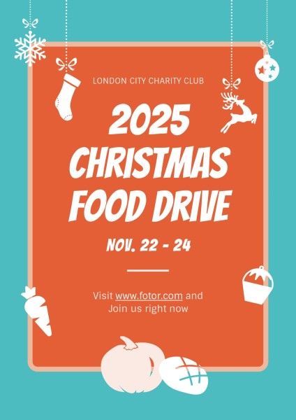 holiday, charity, organization, Christmas Food Drive Poster Template