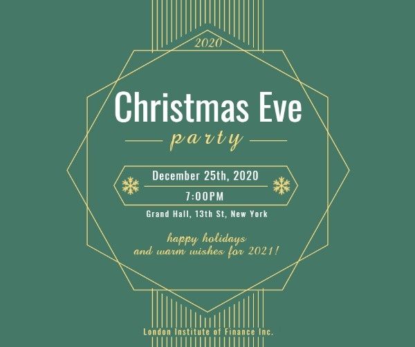 celebration, event, christmas party, Green Christmas Eve Party Facebook Post Template