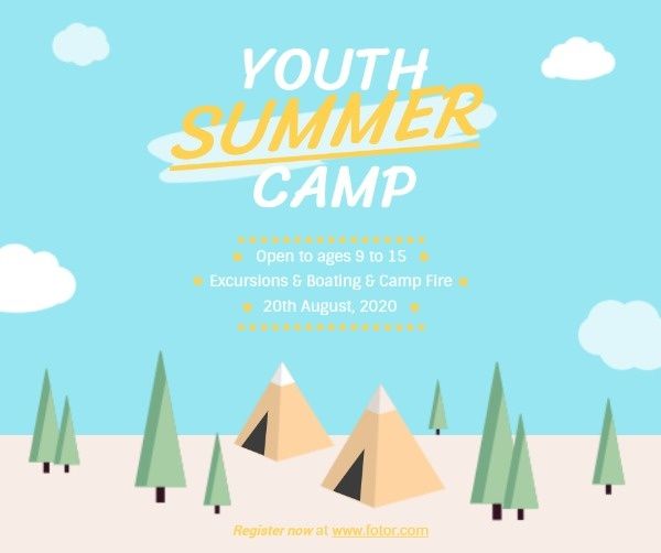 tour, vector, vacation, Youth Summer Camp Facebook Post Template