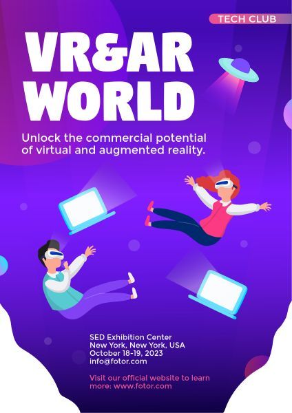 game, virtual, internet, VR And AR World Exhibition Poster Template