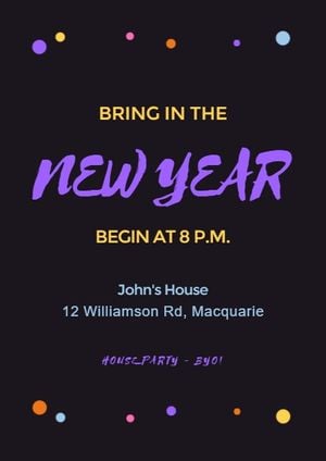 happy new year, new years, festival, New Year House Party Invitation Template