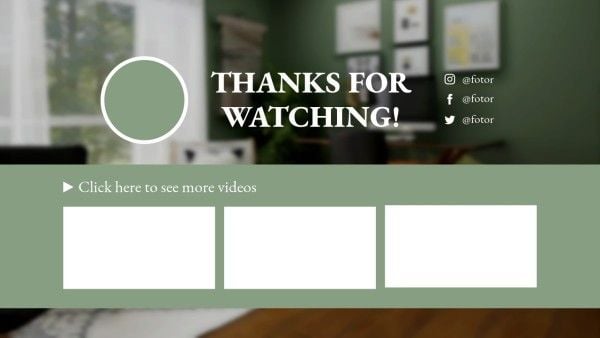 绿色现代房子视频订阅 Youtube视频结束封面