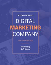 business, annual report, company statistics, Digital Marketing Company Annual  Report Template