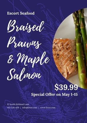 Blue Salmon Seafood Poster