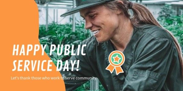 community, plants, woman, Green Happy Public Service Day Twitter Post Template