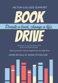 donation, donate, activity, Navy Blue Book Drive Poster Template