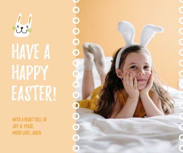 girl, celebration, festival, Yellow Happy Easter Facebook Post Template