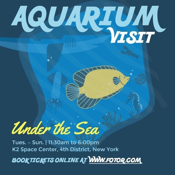 sea, water, ocean, Aquarium Visit Instagram Post Template