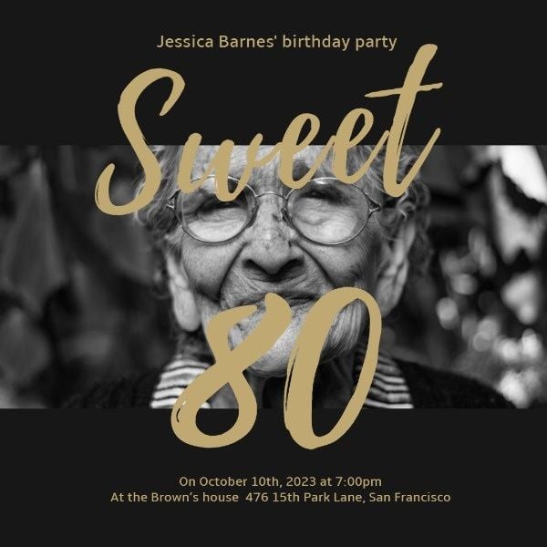 happy birthday, events, celebrate, Sweet 80th Birthday Party Instagram Post Template