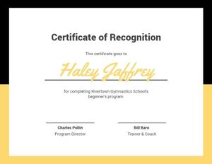 program, course certificate, couse, Yellow Black Certificate Of Recognition Certificate Template