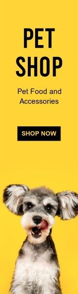 ads, advertisement, dog, Yellow Simple Pet Shop Wide Skyscraper Template