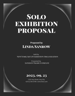 marketing proposals, business, art, Black Solo Exhibition Proposal Marketing Proposal Template