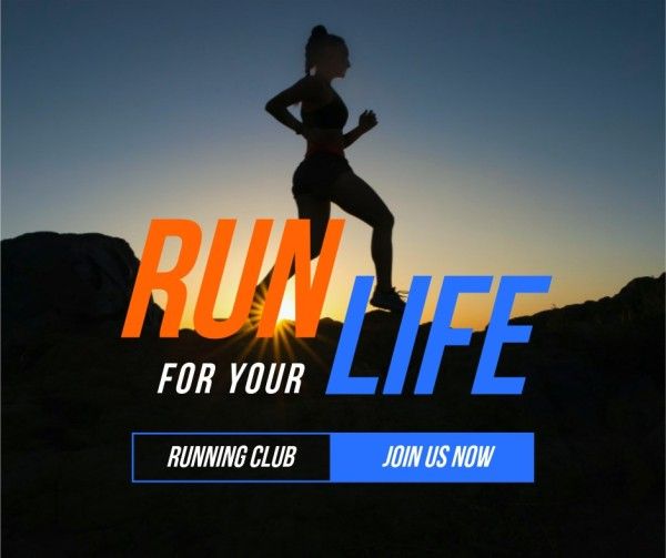 workout, working out, sport, Dark Blue Modern Running Club Facebook Post Template