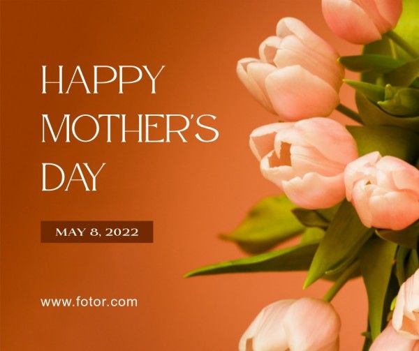 mothers day, mother day, greeting, Orange Minimal Floral Happy Mother's Day Facebook Post Template
