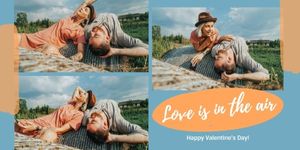 valentines day, couple, lover, Blue And Yellow Valentine's Day Collage Twitter Post Template