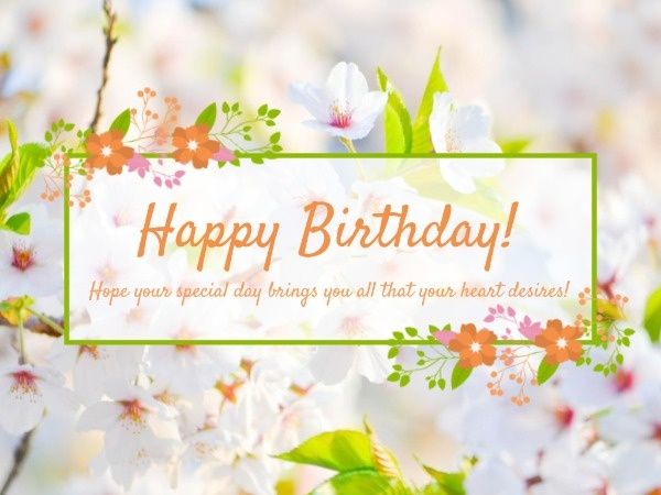 spring, flower, wishing, Happy Birthday Wishes Greeting Card Template