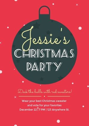 event, celebration, holiday, Red Illustration Christmas Party Invitation Template