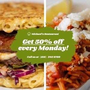 cafe, life, sale, Fast Food Restaurant Discount Instagram Post Template