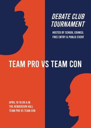 team, competition, event, Black And Blue Debate Club Tournament  Poster Template