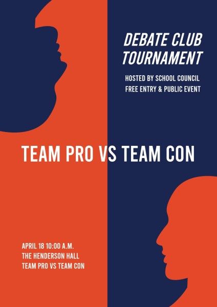 team, competition, event, Black And Blue Debate Club Tournament  Poster Template
