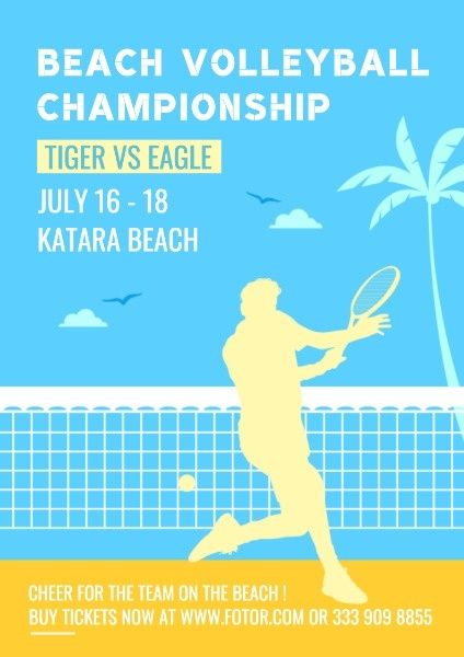 sports, team, ticket-snatching, Beach Volleyball Championship Poster Template