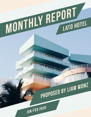 designer, designers, graphic design, Simple Green Lato Hotel Monthly  Report Template