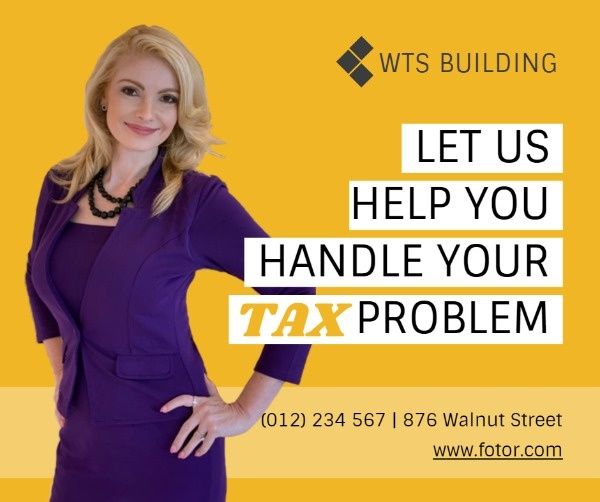 work, person, tax, Yellow Accounting Service Facebook Post Template