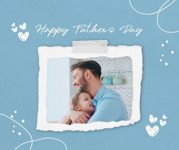 dad, greeting, blessing, Light Blue Simple Father's Day Collage Facebook Post Template