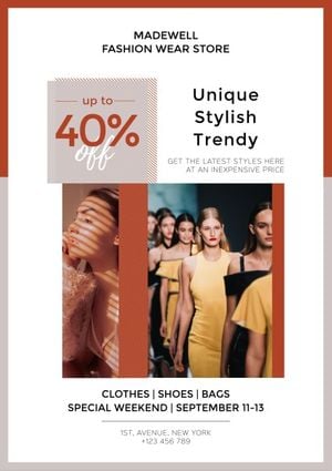 trendy, sale, offer, Women Clothes Store Discount Poster Template