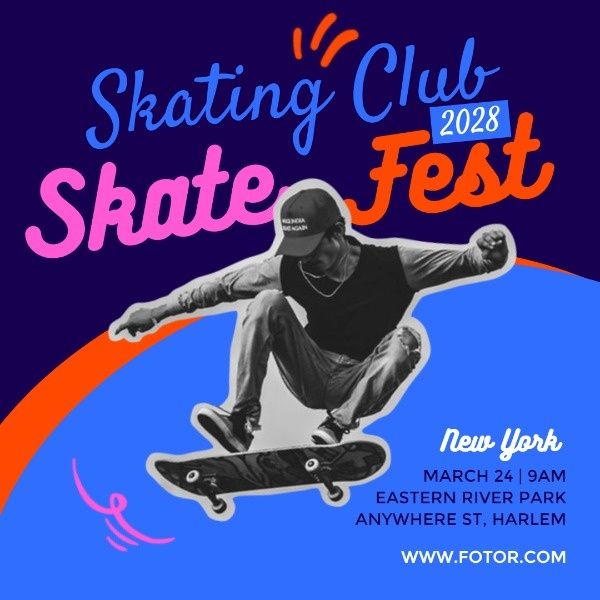 skate, sport, sports, Skating Club Instagram Post Template