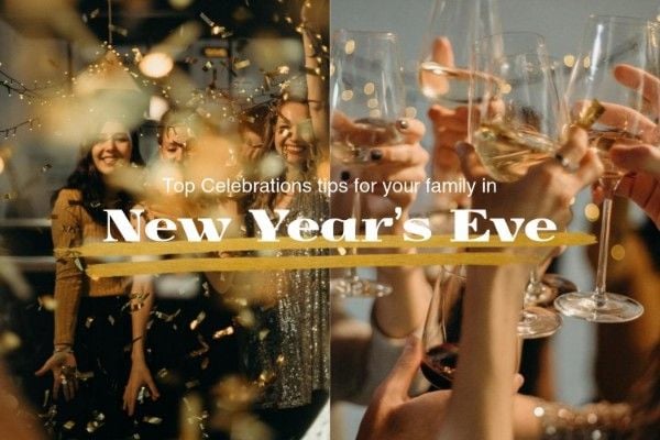 celebrating, girl, girls, Gold New Year Party Blog Title Template