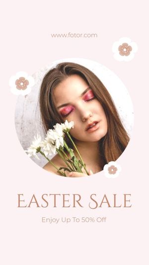 promo, discount, promotion, Pastel Clean Makeup Photo Easter Sale Instagram Story Template