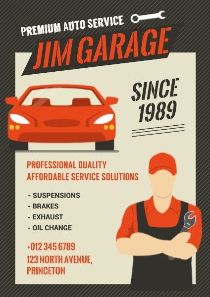 maintenance, automobile, vehicle, Car Garage  Poster Template