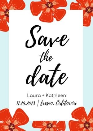 marriage, marry, love, Red Flower Save The Date Invitation Template