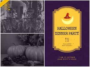 happy halloween, greeting, wishing, Halloween Dinner Party Invitation Card Template