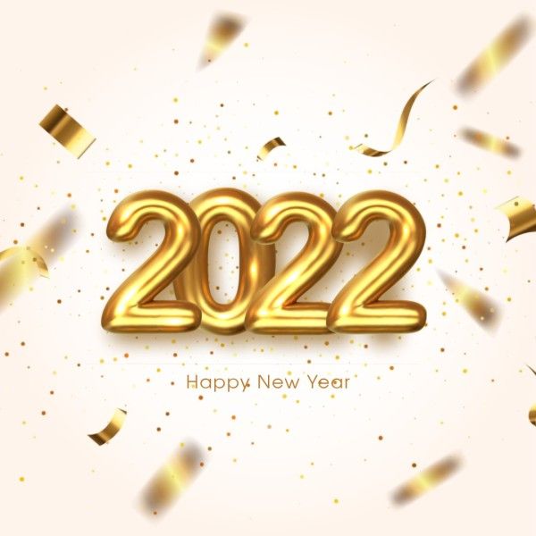 ribbon, 3d, holiday, Beige Elegant 2022 Happy New Year 2022 Instagram Post Template