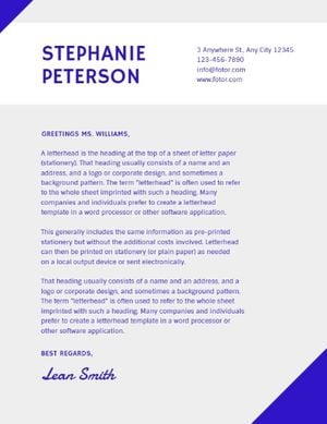 business, office, company, Simple Blue And Purple Freelancer Letter Letterhead Template