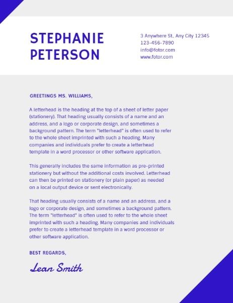 business, office, company, Simple Blue And Purple Freelancer Letter Letterhead Template
