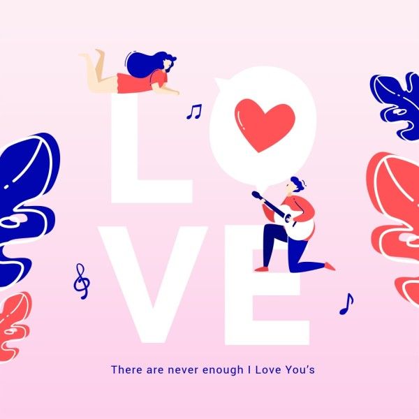 ピンクのイラストキャラクターラブバレンタイン Instagram投稿