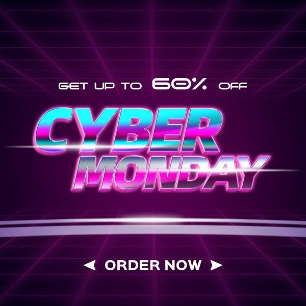 discount, ecommerce, digital product, Gradient Neon Cyber Monday Online Shopping Pormotion DIgital Instagram Post Template