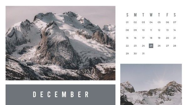 time, life, daily, Snow Mountain Calendar Template