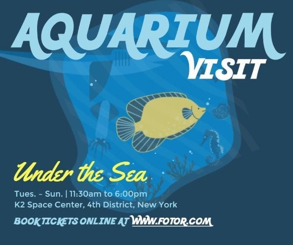 sea, ocean, sea creatures, Aquarium Visit Ticket  Facebook Post Template