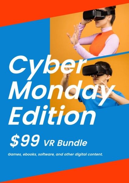 Fri, game, digital, Blue VR Cyber Edition Flyer Template