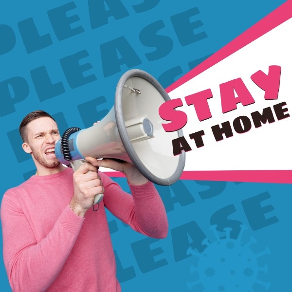 Blue Stay At Home Graphics Instagram Post