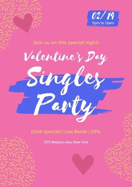 event, celebration, bachelor party, Valentine's Day Singles Party Invitation Template
