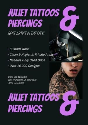 Creative Tattoo Studio With Discount And Tulips Online Poster A2 Template   VistaCreate